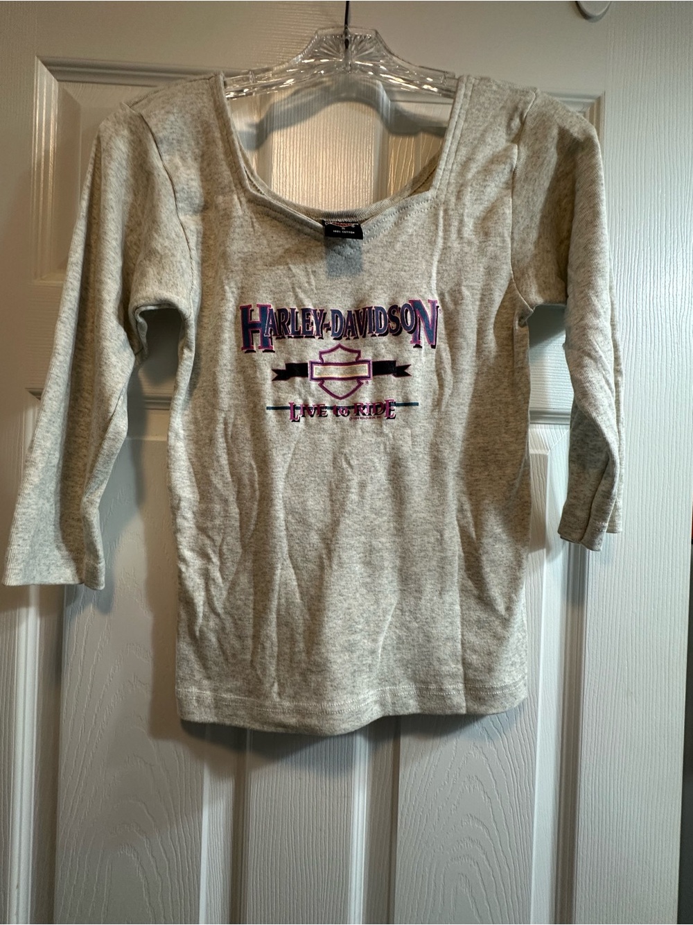 Y2K Harley Davidson "Live to Ride" Long Sleeve Gray - S